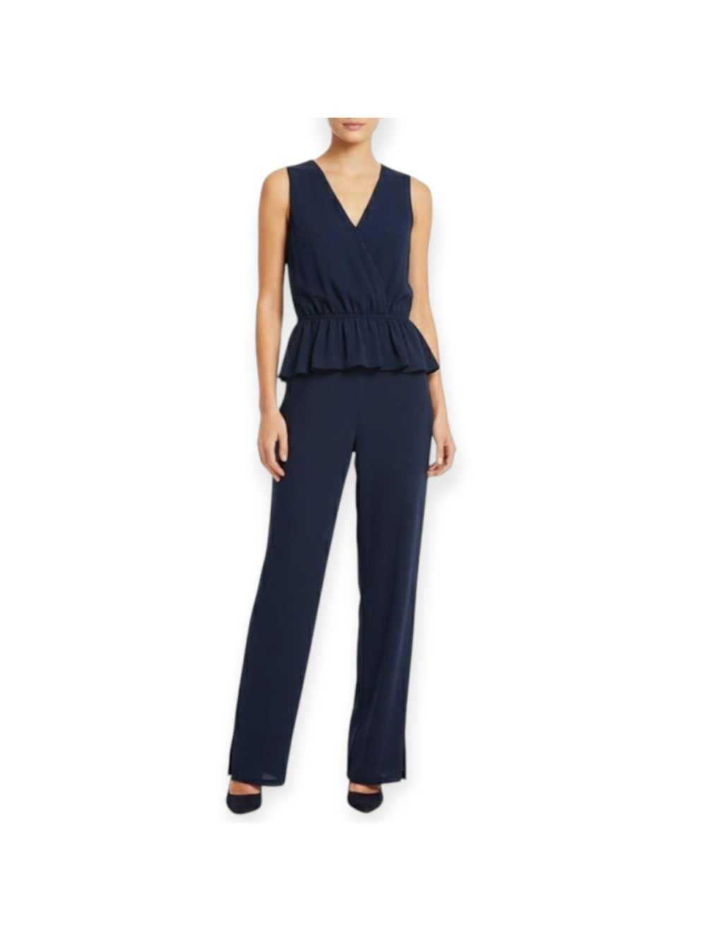 BCBGMaxAzria Giovanna Peplum Jumpsuit Dark Navy XXS
